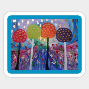 Lollipop Trees in a Rainbow Sky Sticker